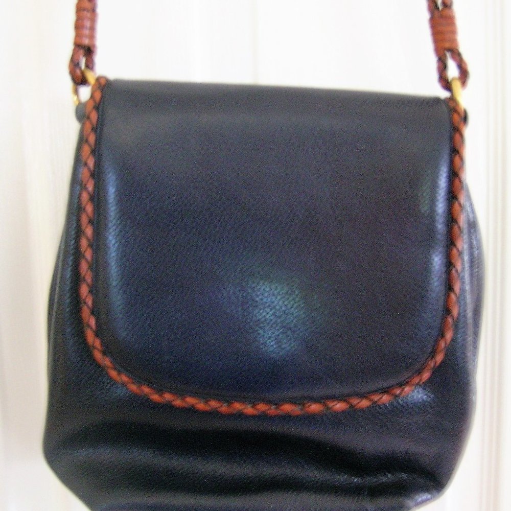 Navy Leather Shoulder Bag